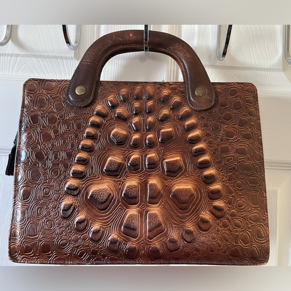 Embossed Brown Leather Bag